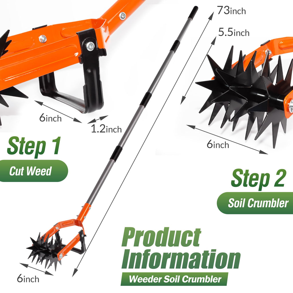 Walensee Rotary Cultivator Garden Tool, 2-in-1 Tiller & Stirrup Hoe