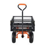 VEVOR 880lbs Steel Garden Dump Cart Utility Wagon, Heavy Duty Yard Dump Wagon Cart with Removable Sides, Pullable Handle, Utility Liner, 10in All Terrain Wheels