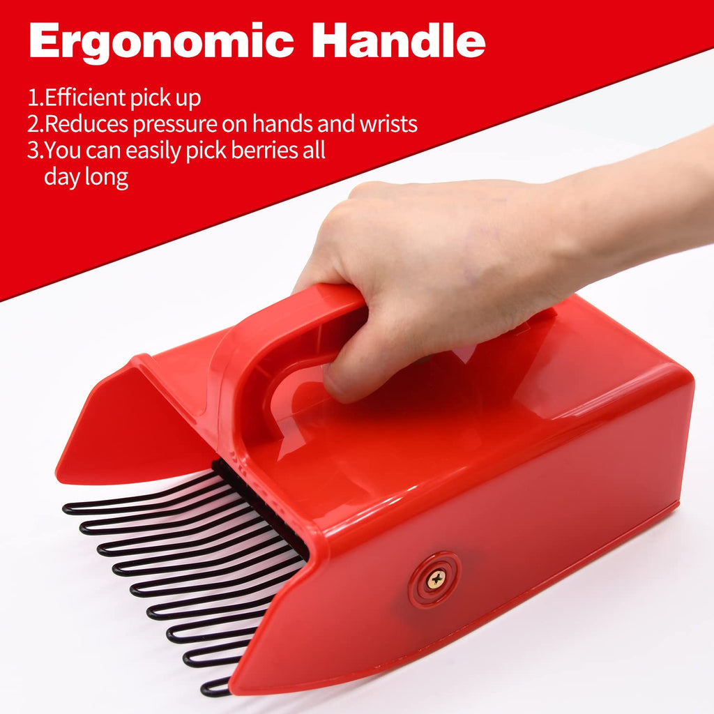 2 Pack Berry Pickers and Rakes with Metallic Comb and Ergonomic Handle