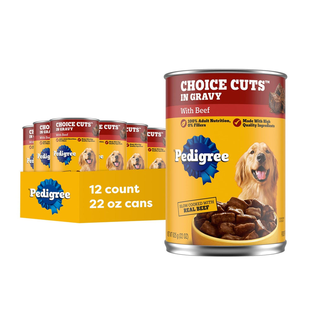 Pedigree Choice Cuts In Gravy Adult Canned Soft Wet Dog Food With Beef, 22 oz. Cans (12 Count, Pack of 1)