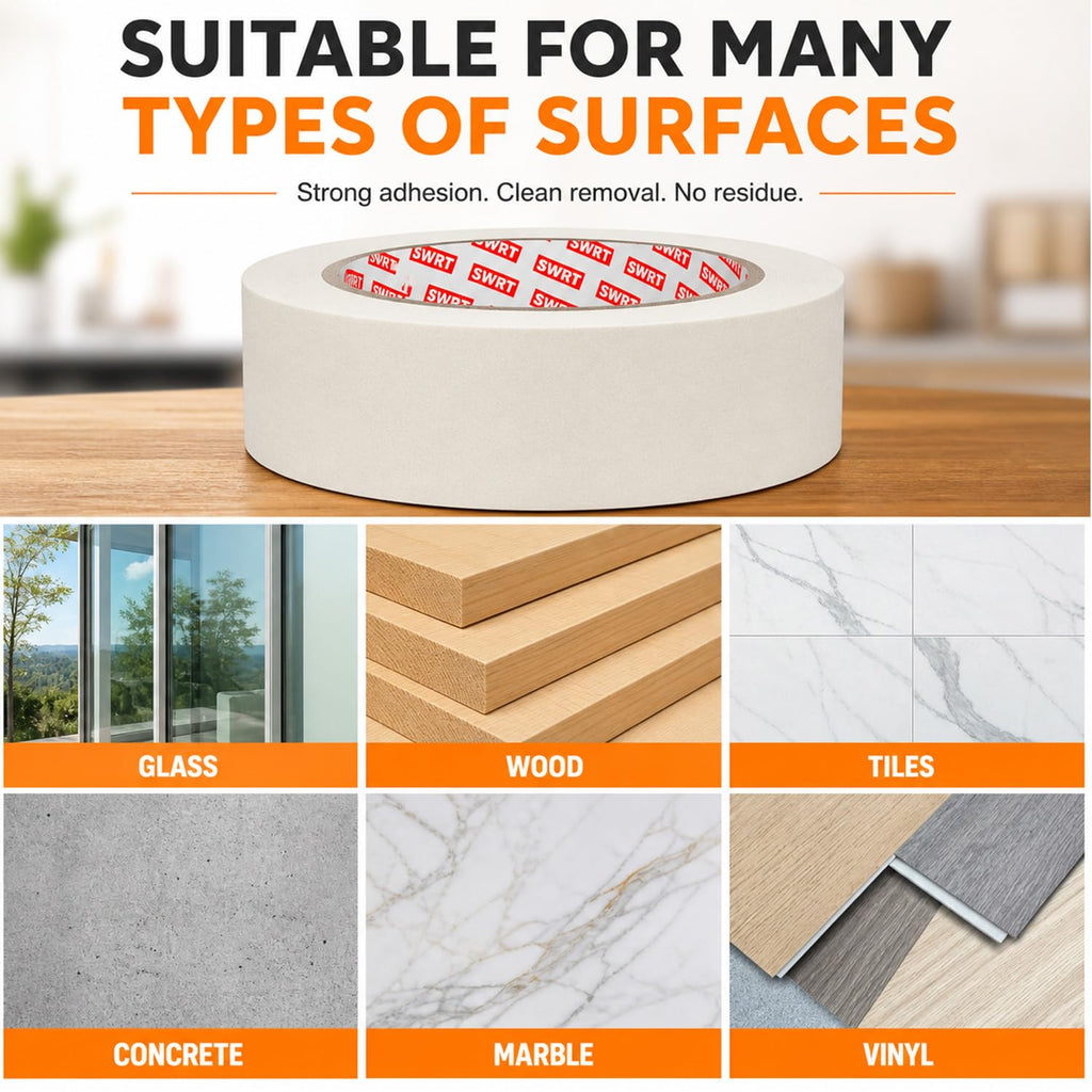 SWRT Masking Tape 2Inch x 55Yards，Adhesive Painting Tape Bulk for General Purpose Beige White Color for Painting, Crafting, School Stationery, Arts, Home Use etc