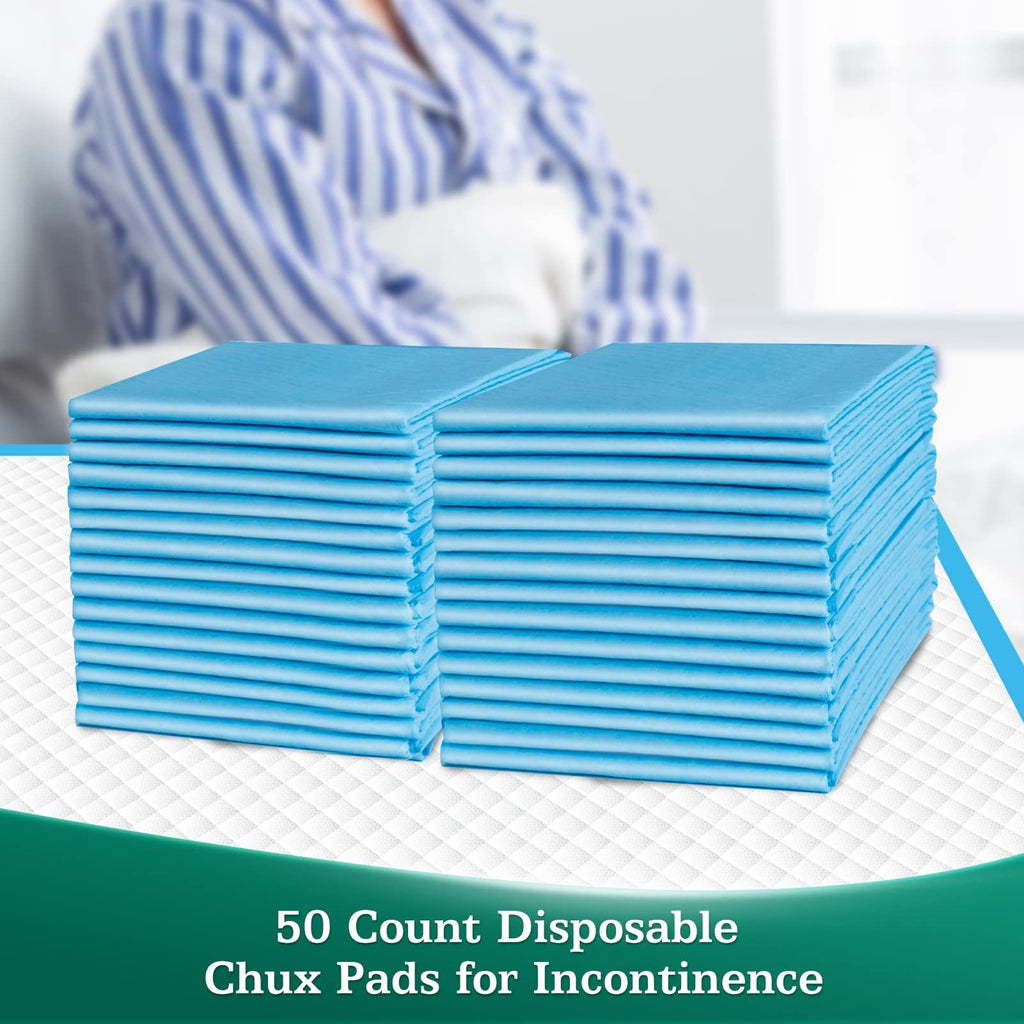 SOFYFINE 50 Count Bed Pads with Adhesive Strip 30"x36" Thicken Elderly Adults Incontinence Underpads Disposable, Heavy Duty Absorbent Chucks Waterproof, XL Extra Large Puppy Pee Training Pad