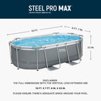 Bestway Steel Pro MAX 10' x 6'7' x 33' Oval Above Ground Swimming Pool Set, 330 GPH Filter Pump, Tritech Puncture Resistant Liner, ClickConnect Steel Frame, Gray