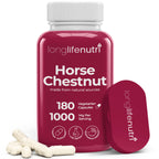 LongLifeNutri Horse Chestnut Extract 500mg - 180 Vegetarian Capsules, Organic Supplement for Daily Wellness & Circulation, 3-Month Supply, GMP Certified, Made in USA