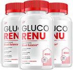 Gluco Renu Capsules - GlucoRenu Advanced Supplement, All Natural Formula to Maintain Healthy Levels, Maximum Strength Formula, Gluco Renuw Capsules Reviews (3 Pack - 180 Capsules)