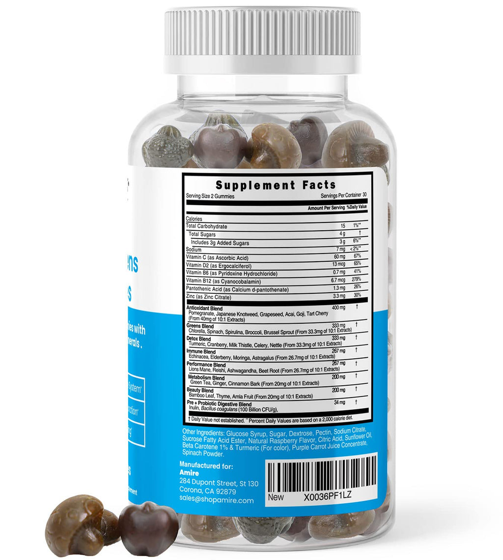 Amire by Dr. Awan Super Greens Gummies, Fruits & Veggies Supplement, Green Superfood for Immunity, Metabolism, Liver Function & Nervous System, Essential 8 Greens, 240ct, 4-Months Supply