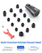 J-HVA Metal Kitchen Faucet Head Replacement – 3 Mode High-Pressure Sink Sprayer Replacement with 15 Nozzle Adapters, Durable Pull Down Spray Head for Kitchen Sink, Oil Rubbed Bronze, Stainless Steel
