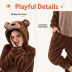 COSUSKET Snug Fit Unisex Adult Onesie Pajamas, Sherpa Bear Animal One Piece Halloween Costume Sleepwear Homewear