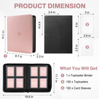 Toploader Binder, Holds 160 Toploaders, 100 Toploaders Included, 4-Pocket PU Cover Top Loader Binder for 3" x 4" Rigid Toploaders, Ringless Double-Sided Toploader Card Binder for TCG, Sport Cards