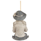 Design Toscano Big Catch Fisherwoman Nellie Girl with Fishing Pole Garden Statue, Medium 17 Inch Tall, Cast Stone Resin, Two Tone Stone Finish