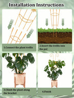 2 Pcs Tall Trellis for Potted Plants, 30'' Expandable Butterfly Shape Garden Trellis for Climbing Plants Indoor, Plant Pothos Climber Support for Monstera, Ivy, Hoya, Vine (Yellow)