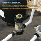 CL200 Inline Automatic Pool Chlorinator Feeder, Compatible with Hayward CL200 In-Ground Pools, Fits 1-1/2" Inner & 2" Outer Thread PVC Pipe, Large Capacity Chlorine Tablet Dispenser