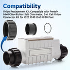 YXYYXY 520595 Union Replacement Kit for Pentair Intellichlor and Ichlor Salt Chlorizers, Designed to Compatible with Pentair Intellichlor Ic20, Ic40, Ic20, Ic80 Sap Pool Parts, Black