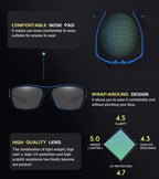 SKYOAK 2 PACK Upgraded Unbreakable Bifocal Reading Sunglasses Men TR90 Frame Wrap Around Design Glasses UV400 Protection Outdoor Sun Reader Sports/Driving (Black & Blue +2.5)