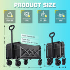 280LBS Collapsible Wagon Cart Foldable Lightweight Grocery Cart with Wheel