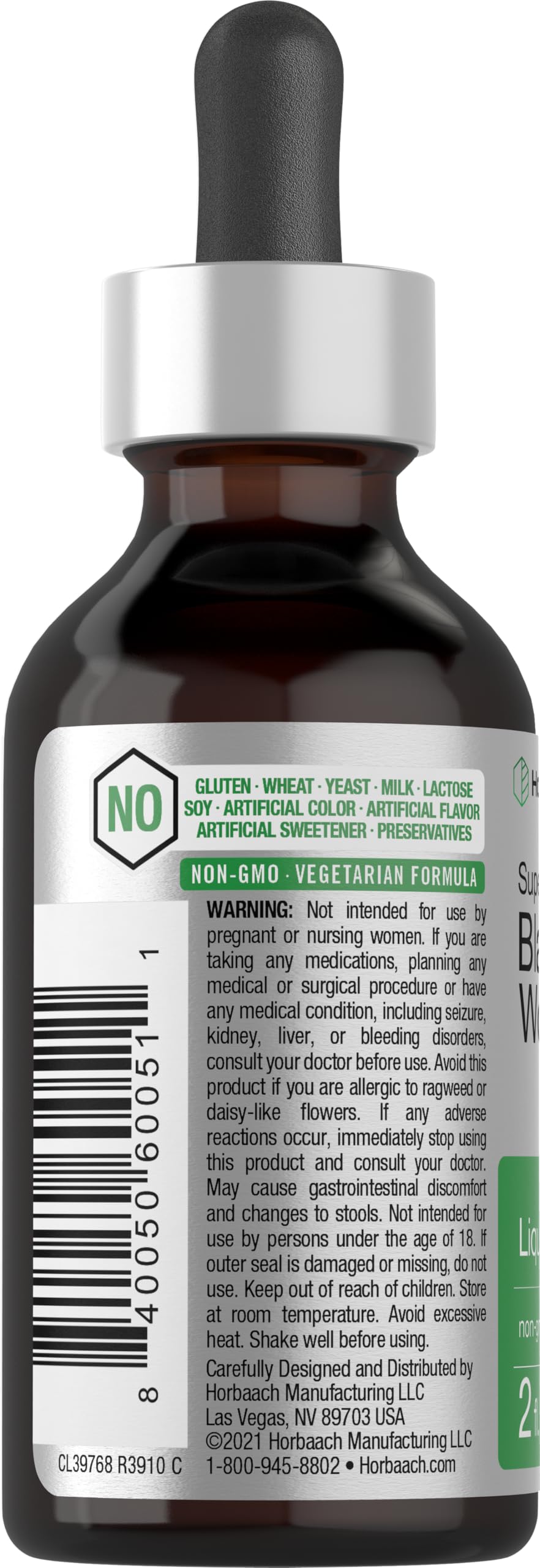 Horbäach Black Walnut Hull Wormwood Extract Tincture | 2 fl oz | Alcohol Free Liquid | Vegetarian, Non-GMO & Gluten Free Supplement