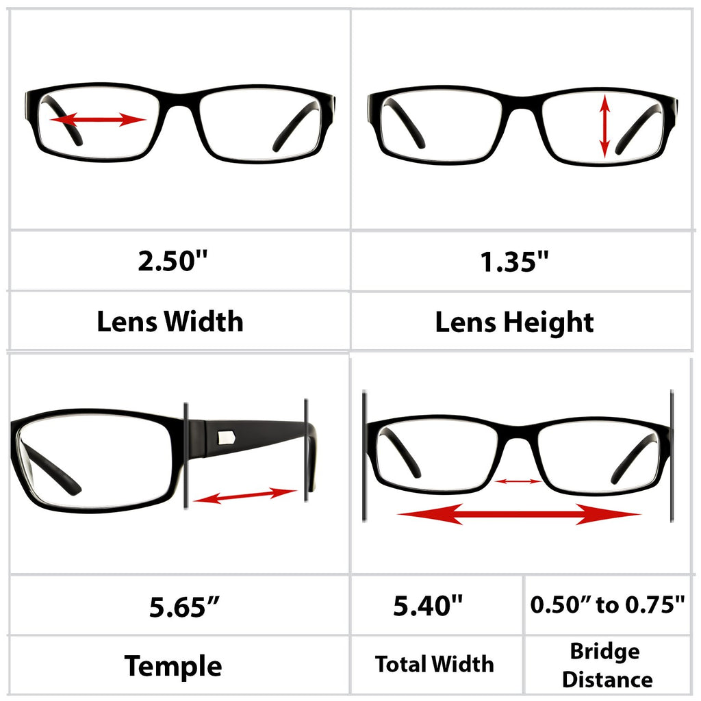 TruVision Readers Reading Glasses - 9504H - 3 Pack - Black - 1.50