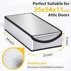 LEMOONE Attic Door Insulation Cover 25"x54"x11", Energy Saving Tent Attic Stairs Cover Ladder Pull Down Insulator, R-Value 15.5 Thicken Aluminum Foil Stairway Insulation with Zipper Fireproof