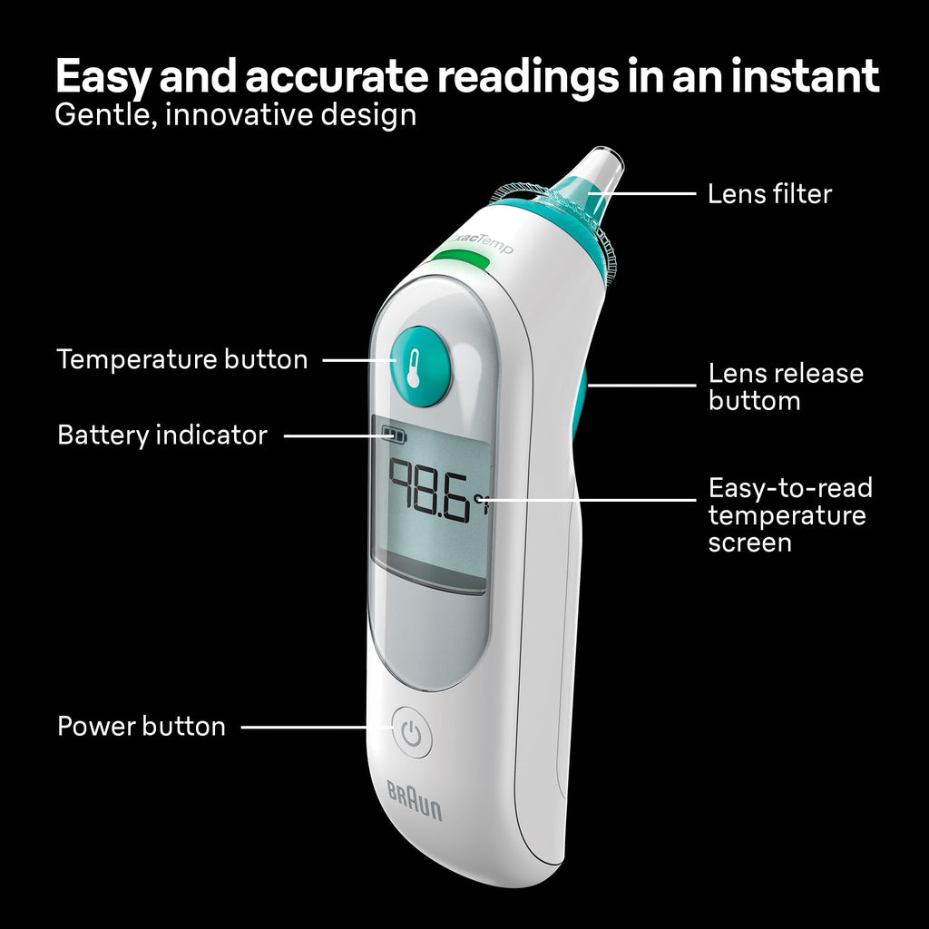 Braun ThermoScan 5 Ear Thermometer, Digital Display, Baby and Infant Thermometer with ExacTemp Stability Indicator for Professional Accuracy, Recommended by Pediatricians