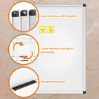VIZ-PRO Magnetic Dry Erase Board, 24 X 18 Inches, Silver Aluminium Frame
