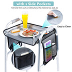 BAGSFY Walker Tray with Cup Holder & Side Pocket – Hard Top Walker Table for Seniors – Folding Walker Accessory for Meals, Reading, Drinks – Non-Slip Surface, Tool-Free Install, Universal Fit