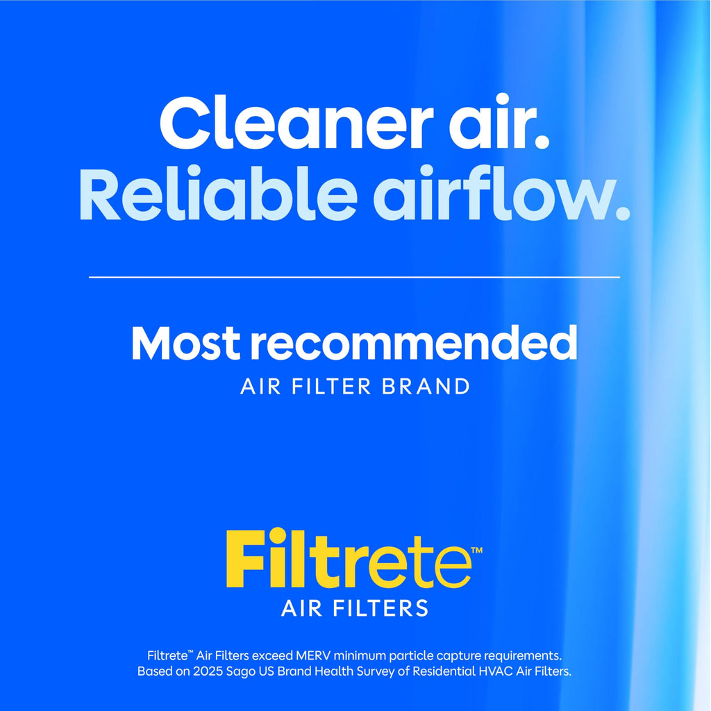 Filtrete 16x25x1 Air Filter, MERV 11, MPR 1000, Allergens & Pet Dander, 3-Month AC and Furnace Filters, Cleaner Air, Reliable Airflow, 4 HVAC Filters (Actual Size 15.68 x 24.68 x 0.81 in)