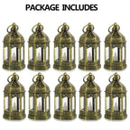 Hewory 10PCS Gold Mini Lanterns for Party Decoration, Flickering LED Candle