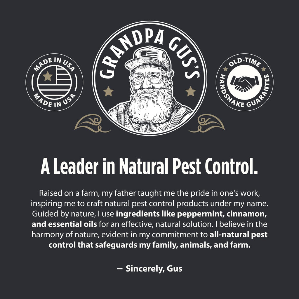 Grandpa Gus's Rodent Repellent Spray - Peppermint Oil and Cinnamon Oil Spray for Rodents & Mice - Plant-Based Mouse Deterrent for Cars, RVs, Garages & Indoor Spaces - Non-Staining Formula - 128 oz
