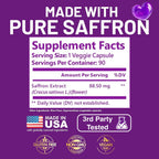 Kwala Nutrition Saffron Supplements for Mood & Focus | 88.5mg Pure Saffron Extract | 3rd Party Tested | Made in USA | 3 Month Supply | 90 Capsules