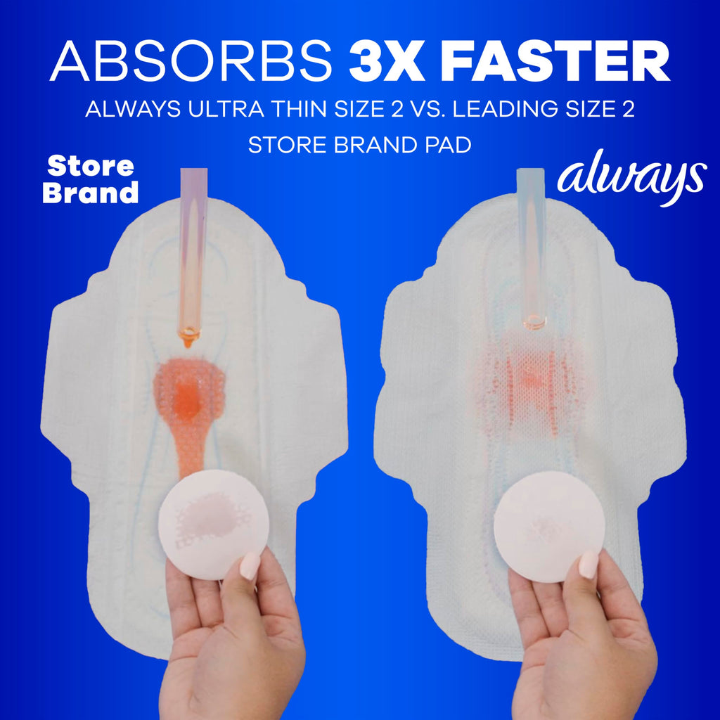 Always Ultra Thin Feminine Pads with Wings for Women, Size 3, Extra Long Super Absorbency, Unscented, Up to 100% Leak-Free Protection, 84 Count Total