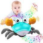 Plnmlls Crawling Crab Baby Toy - Tummy Time Toys - with Music and LED Light,Built-in Rechargeable Battery for 0-6 6-12 12-18 36 Months Walking Toddler Birthday Gift(Blue)