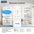 Amico 52 Inch Smart Ceiling Fans with Lights, Downrod Mount, WiFi, Black