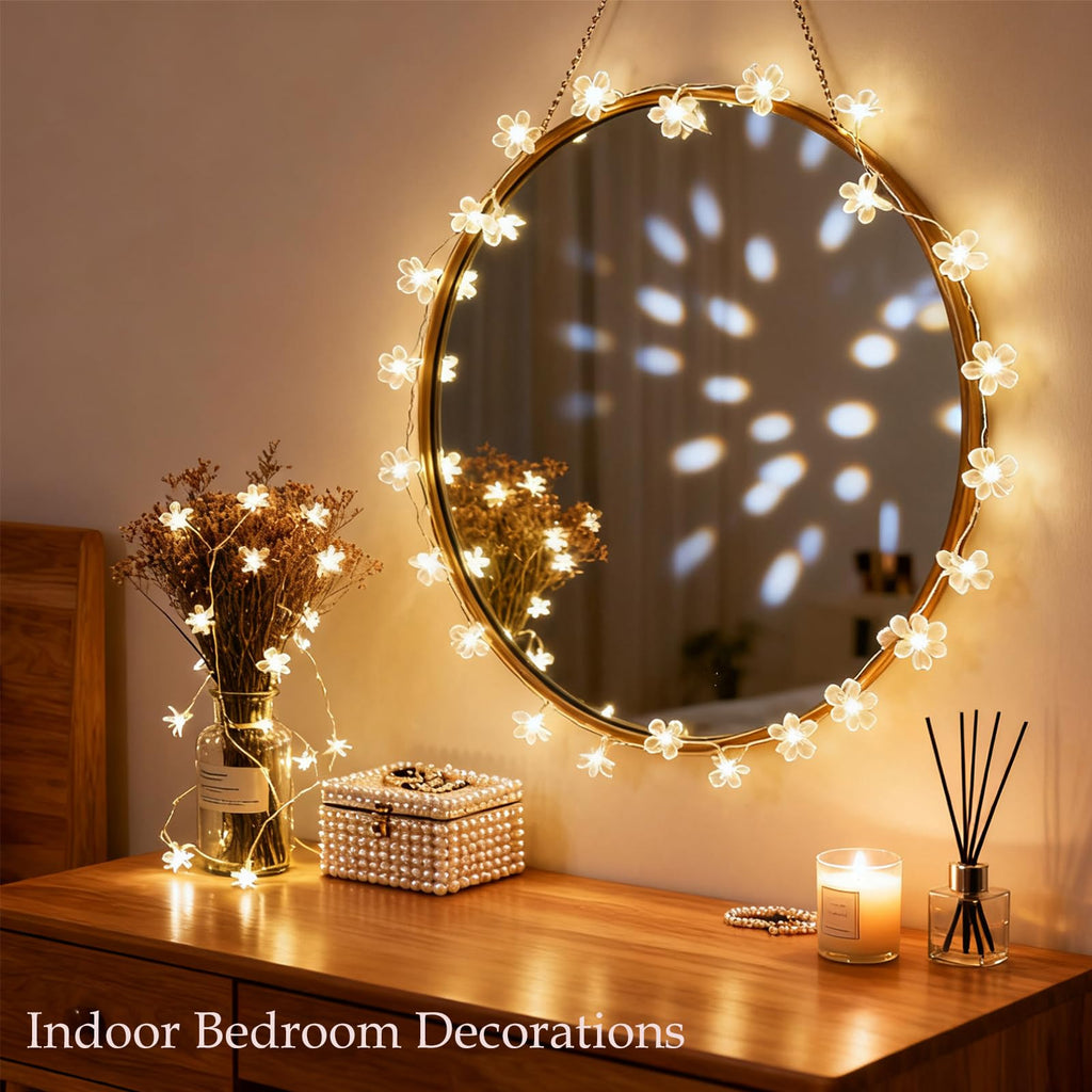 33ft 100 LED Plug in Glow Warm Fairy Flower String Lights Christmas Decor