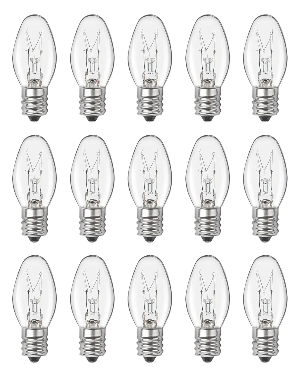 OuuKoo Salt Lamp Bulbs - 15 Watt Light Bulbs for Scentsy Wax Warmer - C7 Replacement Bulbs for Plug in Wax Diffuser- Warmwhite - Dimmable,15 Packs