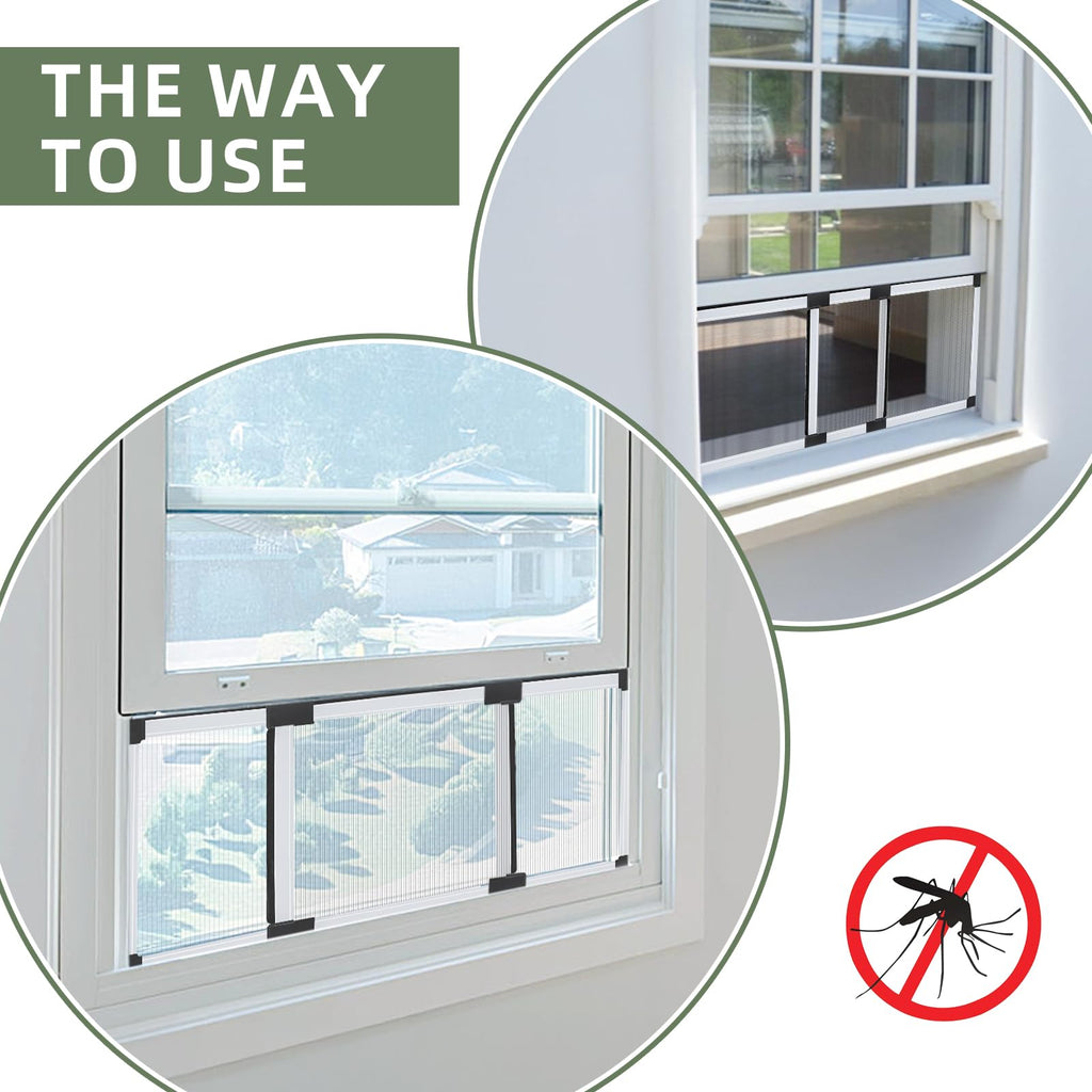FLYZZZ Adjustable Sliding Window Screen Horizontal (15.74 ''H x 21-40''W) 2 Packs Expandable Window Screen Replacement for Home Medium