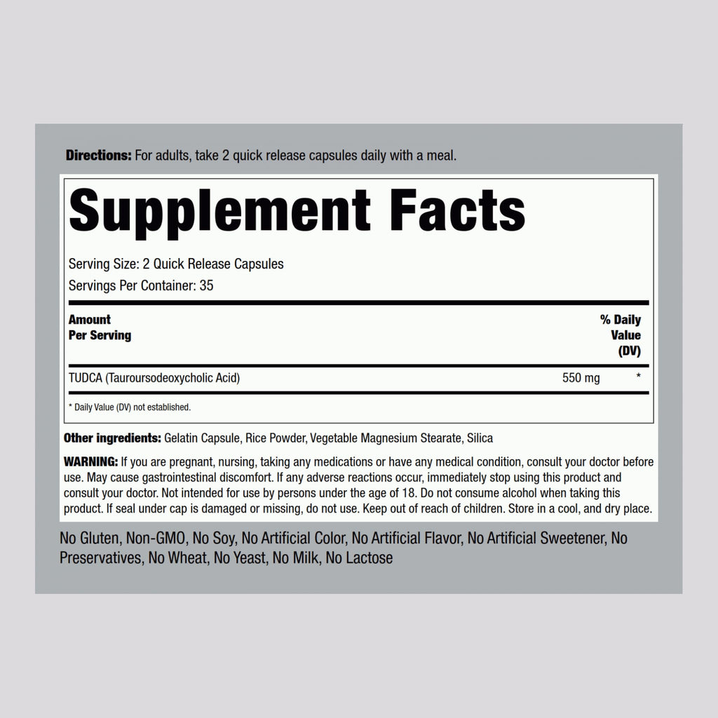 Piping Rock Tudca Supplement | 550mg | 70 Capsules
