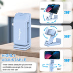 Perilogics Airplane Phone Holder Mount Universal in Flight Hands Free Viewing with Multi-Directional Dual 360 Degree Rotation (Blue)