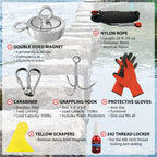 2625 lbs Fish Magnets Kit, Double Sided Magnet Fishing Kit with Rope, Super Strong Fishing Magnet for Retrieving Items in River, Lake, Beach, Lawn, 4.57" Diameter