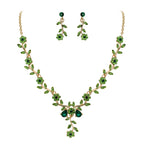 BriLove Wedding Jewelry Set for Women Bride,Prom Accessories Emerald Color