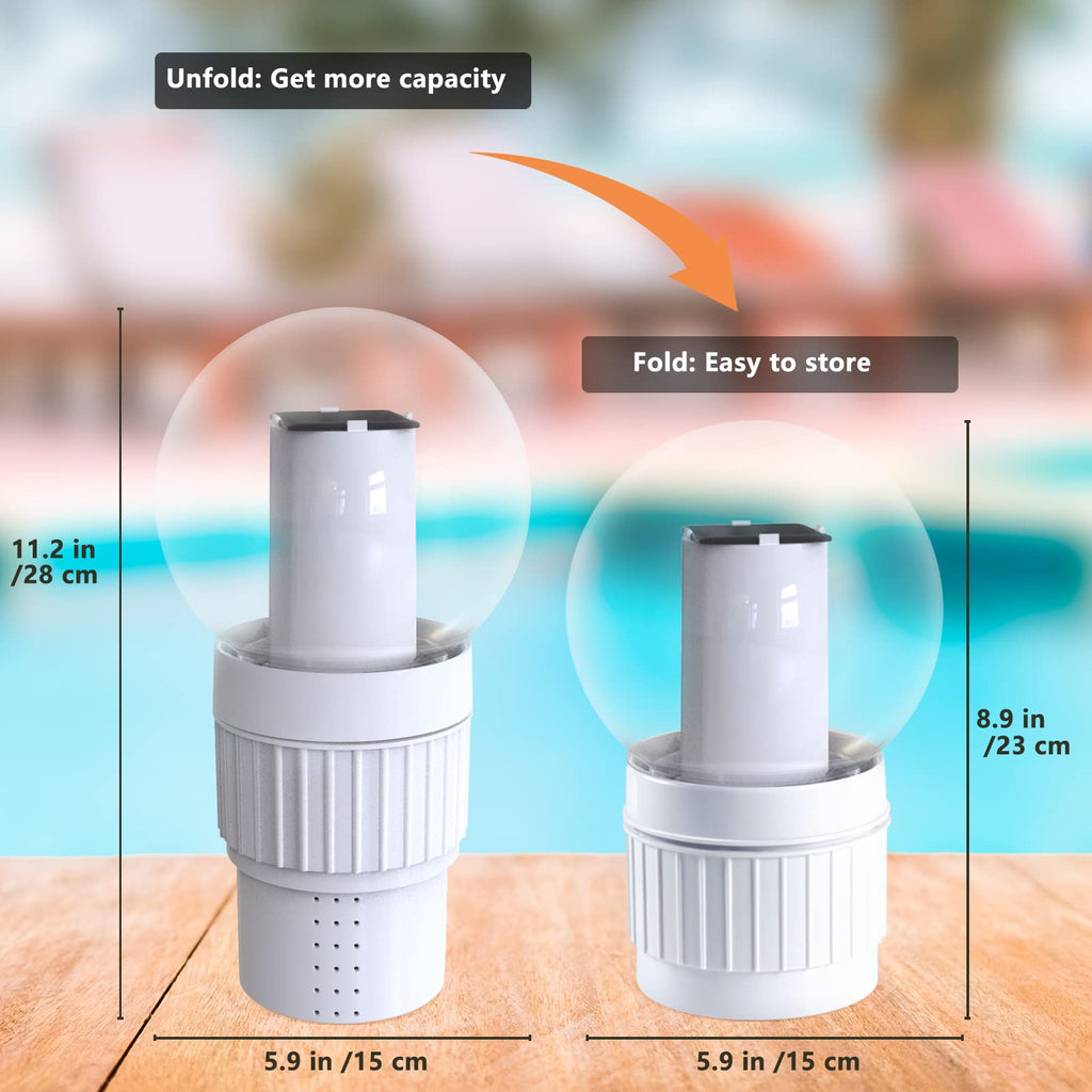Pool Chlorine Floater with Solar Flame Light, Chlorine Dispenser for Pool, Spa Chemical Dispenser Spacious Floating Chlorinator of 4x3” Chlorines Tablets Easy Opening, Chlorines Holder