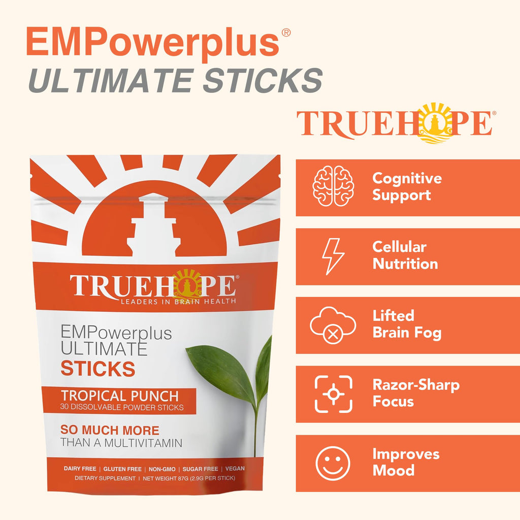 Truehope Multivitamin Nootropic Pouches with Inositol - Once-Per-Day EMPowerplus Ultimate Sticks - 30 Count (Tropical)