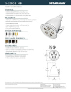 Speakman, Brushed Nickel S-2005-HB-BN-E2 Hotel Anystream Multi-Function 2.0 GPM Adjustable Shower Head
