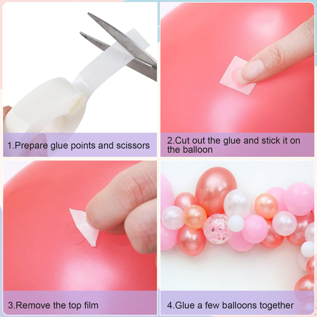 Phinus 3000 Pieces Glue Points, Balloon Tape, Sticky Dots, Double Sided Glue Points, Balloon Sticky Dots for Craft, Wedding Decoration, Stick Photos