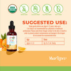 MaryRuth Organics USDA Kids Vitamin C Drops | Vegan Immune Support Supplement for Ages 4-13 | Immune Support & Overall Health | Vitamin C from Organic Acerola Fruit Extract | 2oz