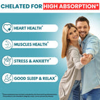 Magnesium Glycinate 500mg Chelate Capsules – 240 Count – 90mg Elemental Magnesium Per Serving – High Absorption Supplement – Non-GMO, Gluten Free – Made in USA