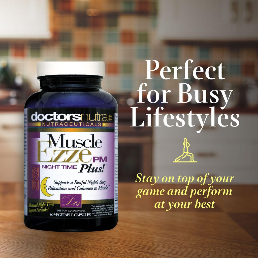 Doctors Nutra Nutraceuticals Muscle Ezze PM Plus Night Time Capsules - Pack of 3 with Melatonin, Valerian, Chamomile, Lemon Balm