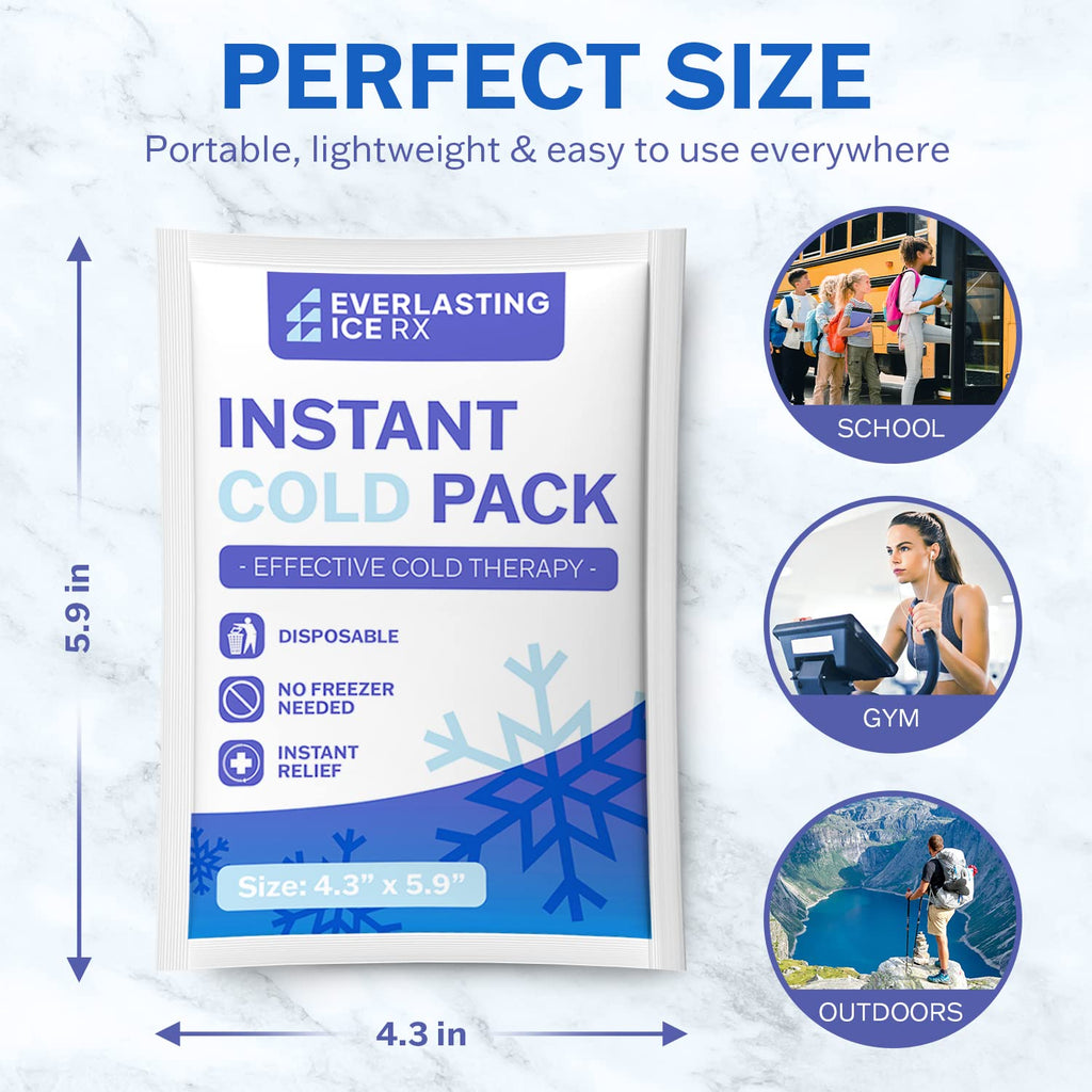 50 Pack - Instant Cold Packs - Instant Ice Packs for Injuries | Disposable Cold Compress Ice Pack for Pain Relief, Swelling, Inflammation, Sprains, Toothache - Cold Pack for Athletes