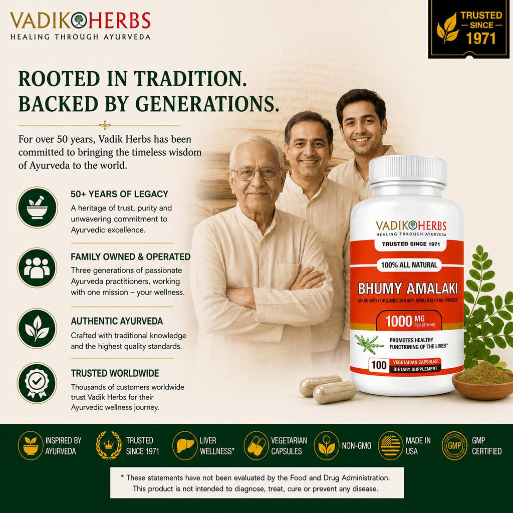 Vadik Herbs Organic Bhumy Amalaki, 100 Caps, Liver Support 1000mg