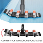 TidyMister Extra-Wide 3.2LB Professional Weighted Vacuum Heads - Heavy Duty Pool Vac Head with Direction-Control Handle,Brush & Wheels for Vinyl Liner- Inground & Above Ground Swimming Pool - Orange