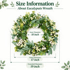Vlorart Artificial Spring Summer Christmas Greenery Wreaths for Front Door Green Eucalyptus Leaf Wreath Decor Boxwood with Big Berries for Farmhouse Outside Year Round